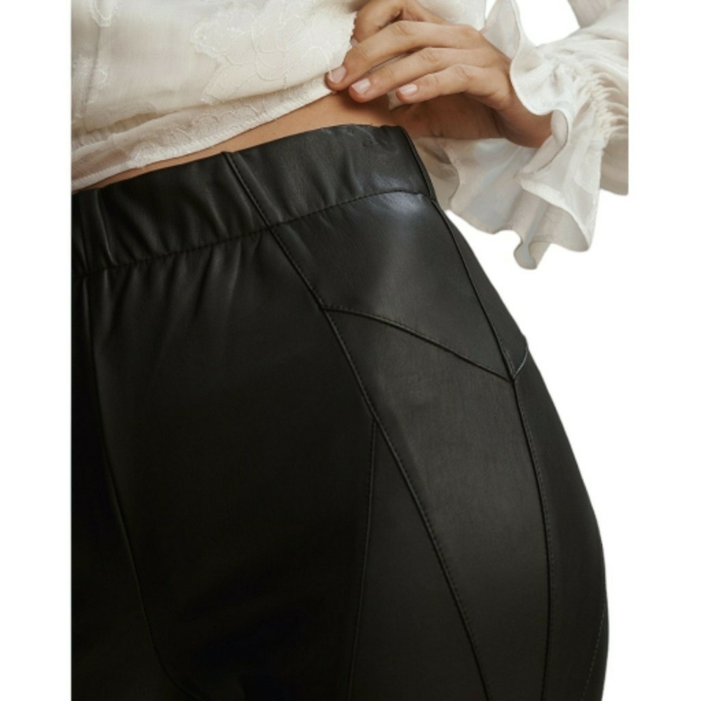 Anthropologie PILCRO Pants 26P Glasgow Black Vegan Leather Zippered Skinny Hem - Picture 7 of 15